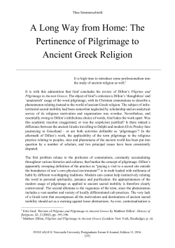 A Long Way from Home: The Pertinence of Pilgrimage to Ancient