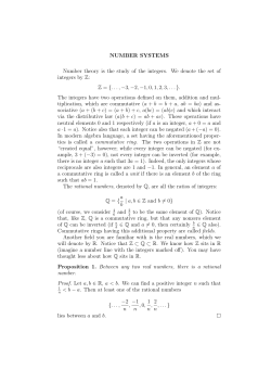NUMBER SYSTEMS Number theory is the study of the integers. We