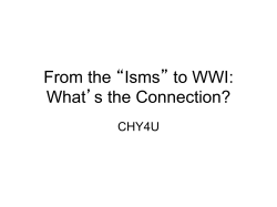 From the “Isms” to WWI