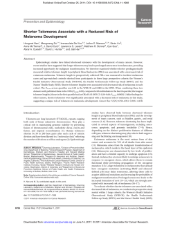 Shorter Telomeres Associate with a Reduced