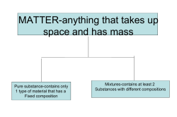 MATTER-anything that takes up space and has mass