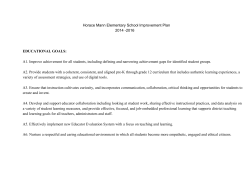Horace Mann Elementary School Improvement Plan 2014 2016