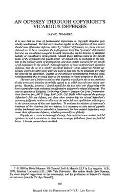 Odyssey through Copyright`s Vicarious Defenses, An
