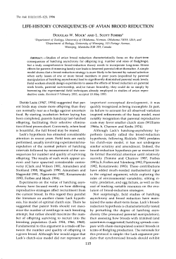 LIFE-HISTORY CONSEQUENCES OF AVIAN BROOD REDUCTION