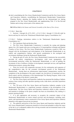 CHAPTER 19 AN ACT consolidating the New Jersey Meadowlands
