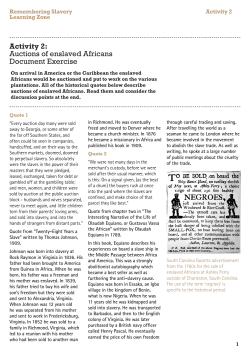 Activity 2: Auctions of enslaved Africans Document Exercise