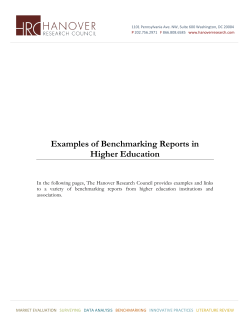 Examples of Benchmarking Reports in Higher Education