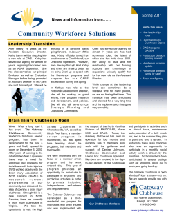 CWS Newsletter Spring 2011 - Community Workforce Solutions