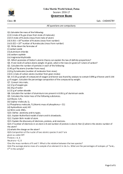 2016-17 Class: IX Sub. : CHEMISTRY All questions are compulsory.
