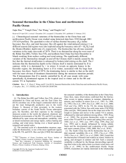 Seasonal thermocline in the China Seas and northwestern Pacific