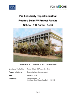Pre Feasibility Report Industrial Rooftop Solar PV Project Ramjas