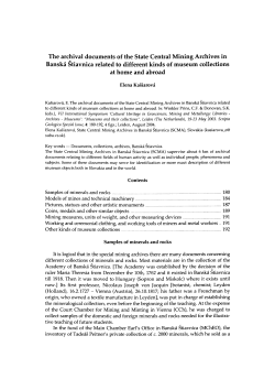 The archival documents of the State Central Mining Archives in