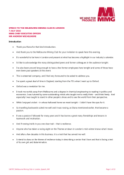 Melbourne Mining Club in London speech
