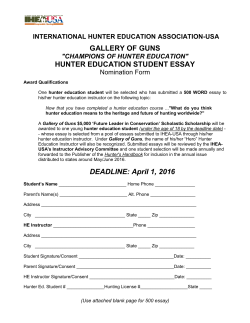 GALLERY OF GUNS HUNTER EDUCATION STUDENT ESSAY