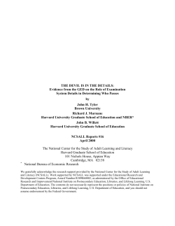 THE DEVIL IS IN THE DETAILS: Evidence from the GED