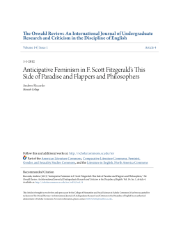 Anticipative Feminism in F. Scott Fitzgerald`s This Side of Paradise