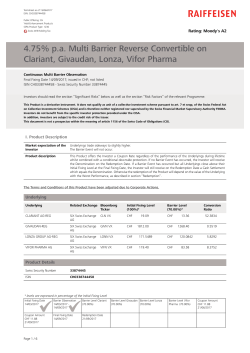 4.75% p.a. Multi Barrier Reverse Convertible on Clariant, Galenica