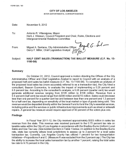 Sales Tax Report - City Administrative Officer