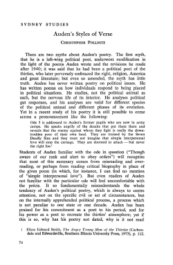 Auden`s Styles of Verse - Sydney Open Journals online