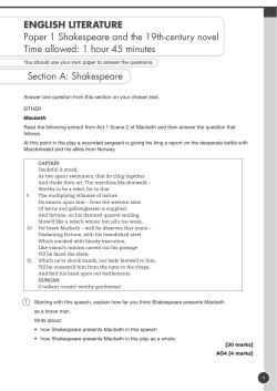 ENGLISH LITERATURE Paper 1 Shakespeare and