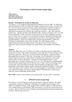 Presentation of self in French teenage blogs