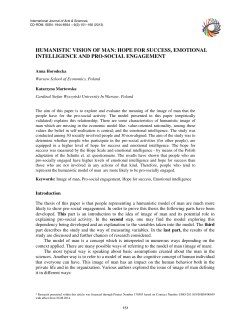 humanistic vision of man: hope for success, emotional intelligence