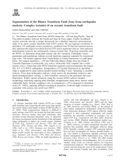 Segmentation of the Blanco Transform Fault Zone from earthquake