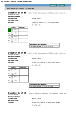 Quiz: Finding the Product of Two Binomials Question 1a of 15 ( 3