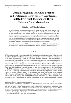 Consumer Demand for Potato Products and Willingness-to