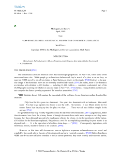 Homelessness - a historical perspective on modern legislation