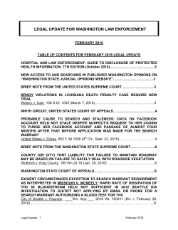 LEGAL UPDATE FOR WASHINGTON LAW ENFORCEMENT