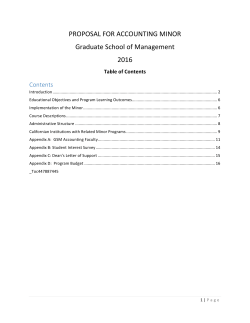 PROPOSAL FOR ACCOUNTING MINOR Graduate School of