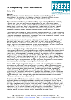 GM Nitrogen Fixing Cereals: No silver bullet