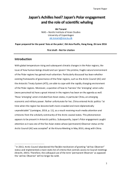 Japan`s Polar engagement and the role of scientific whaling