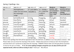 Spring 1 Spellings- Ava au Homophones &ndash; LY just add ly / double LL