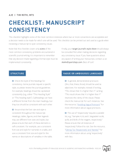 CHECKLIST: MANUSCRIPT CONSISTENCY