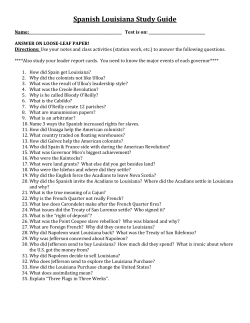 Spanish Louisiana Study Guide