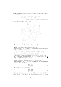 Problema O321. Each diagonal of the convex hexagon ABCDEF