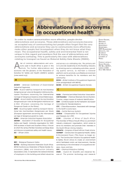 Abbreviations and acronyms in occupational health
