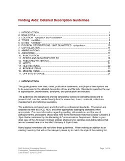Finding Aids: Detailed Description Guidelines