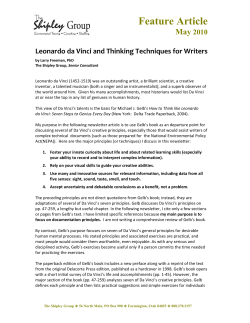 May, 2010-- Leonardo da Vinci and Thinking Techniques for Writers