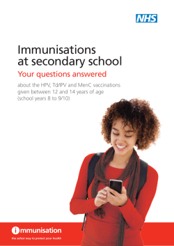 Immunisations at secondary school - your