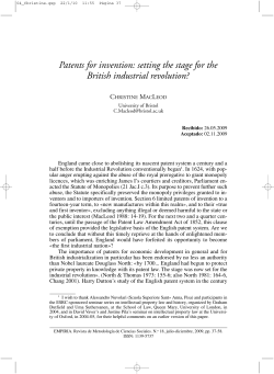 Patents for invention: setting the stage for the British industrial