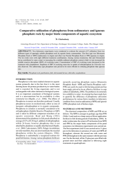 Comparative utilization of phosphorus from sedimentary and