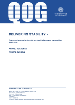 Delivering stability - Quality of Government Institute