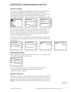 Calculator Notes for TI-82