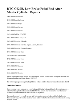 DTC C027B, Low Brake Pedal Feel After Master Cylinder