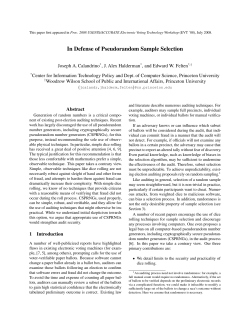 In Defense of Pseudorandom Sample Selection