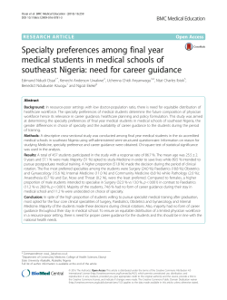 Specialty preferences among final year medical