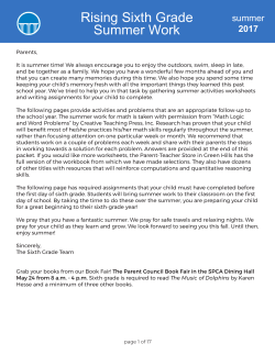 Rising Sixth Grade Summer Work